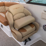 Dual helm captains seats with flip-up bolsters