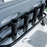 Rear facing stainless steel rod holders